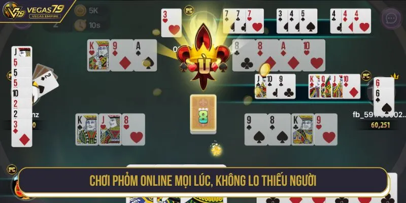 Chơi phỏm online mọi lúc, không lo thiếu người
